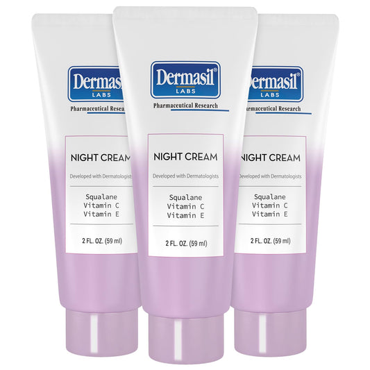 Dermasil Night Cream 3-Pack – Anti-Aging Face Moisturizer with Squalane, Hyaluronic Acid, Vitamin C, and Vitamin E, 2 Oz Ea Beauty & Personal Care Dermasil