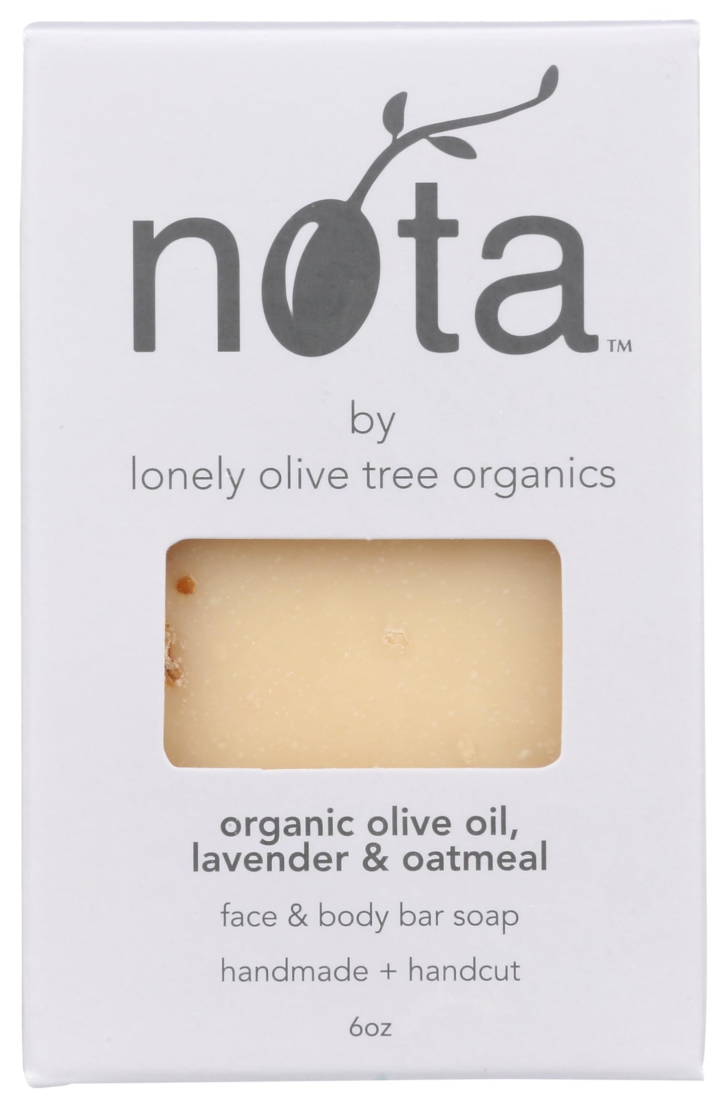 Nota Face & Body Bar Soap, Organic Olive Oil, Lavender & Oatmeal, 6 Ounce (Pack of 1) Beauty & Personal Care Nota