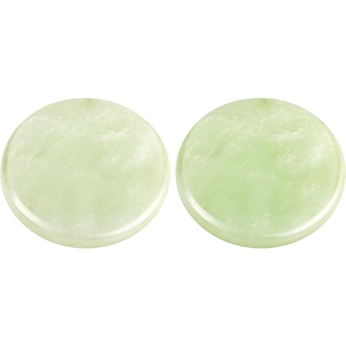 Bememo 2 Pieces Jade Stone for Lash Glue Eyelash Extension Round Jade Stone Green Lash Tile Glue Holders Adhesive Pallet Fake Eyelash Holder Base 2 Beauty & Personal Care Bememo