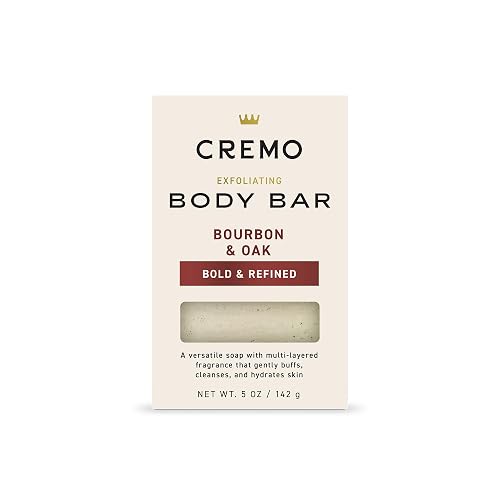 Cremo Exfoliating Body Bar for Men, Bourbon & Oak Scent, Multi-Layered Fragrance That Buffs, Cleanses and Hydrates Skin, 5oz Beauty & Personal Care Cremo