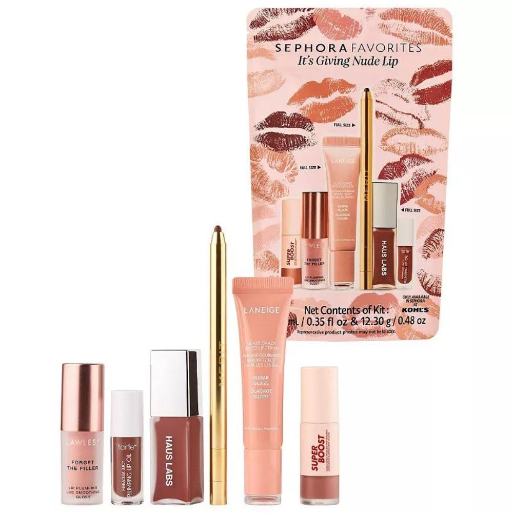 SEPHORA Favorites It’s Giving Nude Lip Kit Holiday Gift Set: Cocoa, Sugar Glaze, Nudie, Wherever Walnut, Capricorn & Cinnamon, 0.84 oz Beauty & Personal Care SEPHORA