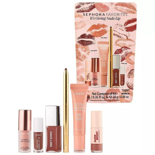 SEPHORA Favorites It’s Giving Nude Lip Kit Holiday Gift Set: Cocoa, Sugar Glaze, Nudie, Wherever Walnut, Capricorn & Cinnamon, 0.84 oz Beauty & Personal Care SEPHORA