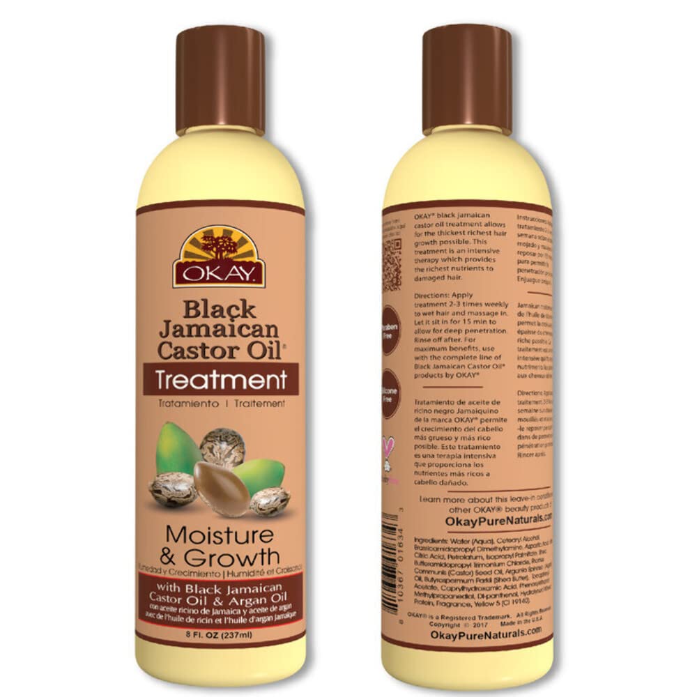 OKAY | Black Jamaican Castor Oil | Treatment for All Hair Types/Textures | Repair, Moisturize, Grow Healthy Hair | With Argan Oil & Shea Butter | Free Beauty & Personal Care OKAY