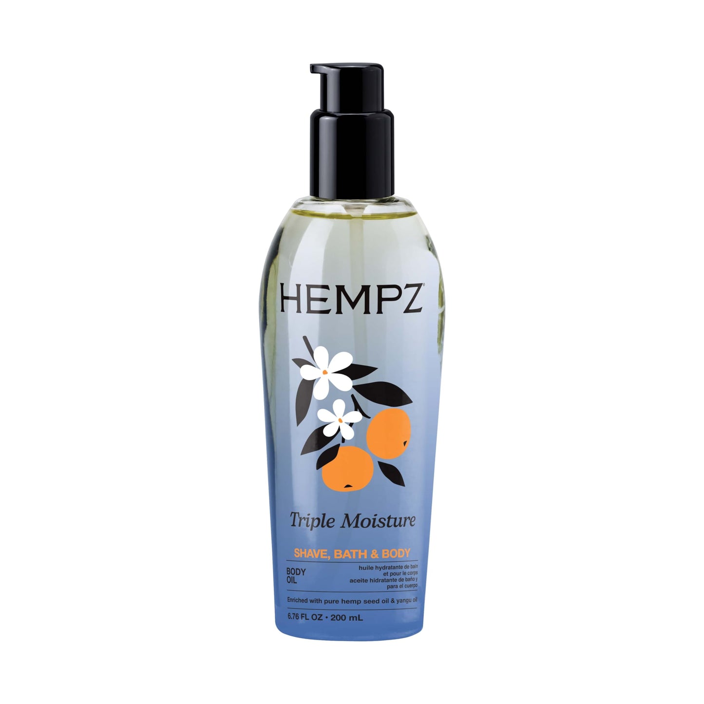 Hempz Triple Moisture Fresh Citrus Herbal Hydrating Multi-Purpose Body Oil for Face or Body - Moisturizing Bath, Shower, or Shaving Oil for Dry or Beauty and Personal Care Hempz
