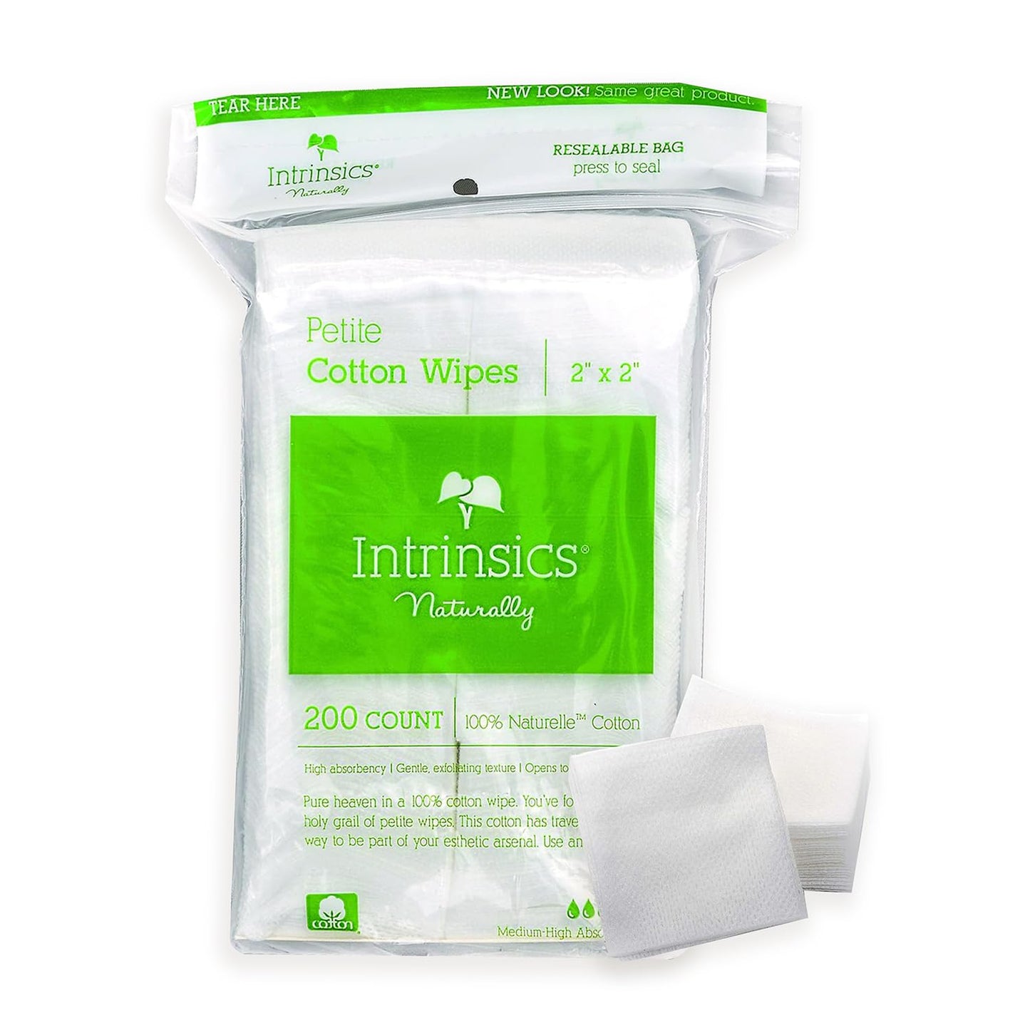 Intrinsics Petite 2x2 Cotton Squares (200 Count) | 4-Ply Cotton Pads for Face & Makeup Removal | Lint-Free Facial Cleansing Pads & Face Pads for Toner Beauty & Personal Care Intrinsics