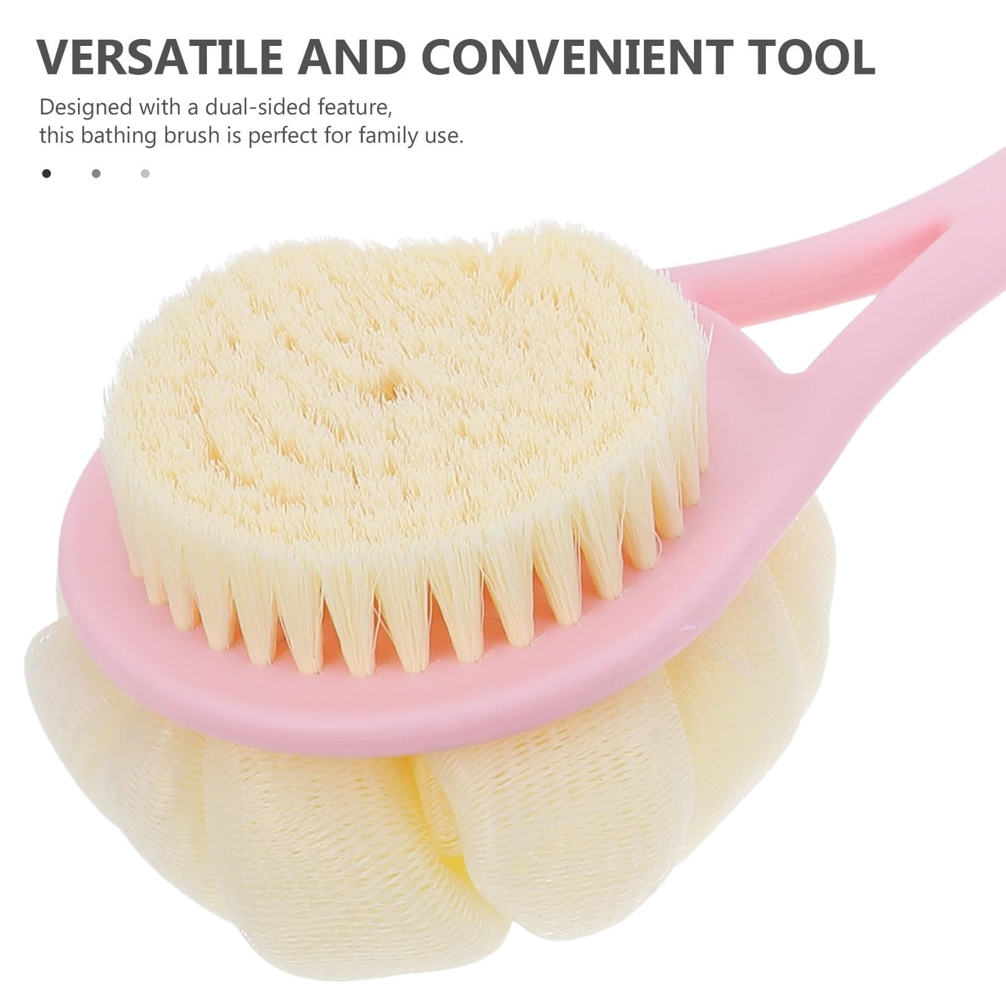 PRETYZOOM Long-Handled Soft Bristle Back Scrubber Brush Pink Scrubber Ball for Gentle Body Cleaning and Exfoliation, Portable Bath Supply for Shower Beauty and Personal Care PRETYZOOM