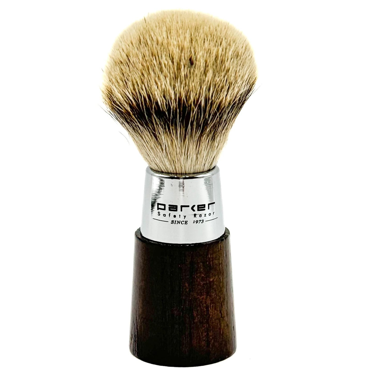 Parker Safety Razor Handmade Shaving Brush with 3-Band Silvertip Badger Bristles & Stand - Premium Walnut Wood & Chrome Handle - Luxury Wet Shave Tool Beauty and Personal Care Parker Safety Razor