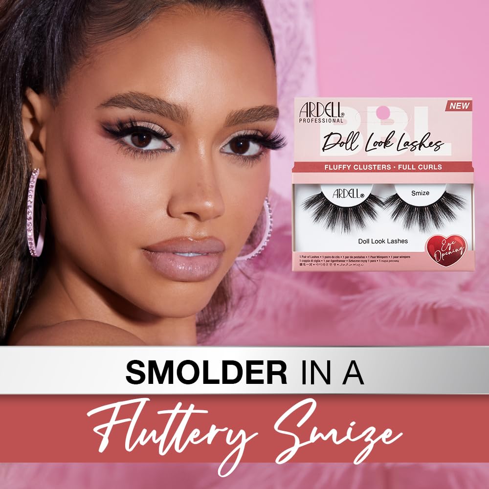 Ardell Doll Lashes Smize - Dramatic Fluffy Volume False Eyelashes, Long-Lasting Strip Lashes, 1 Pack