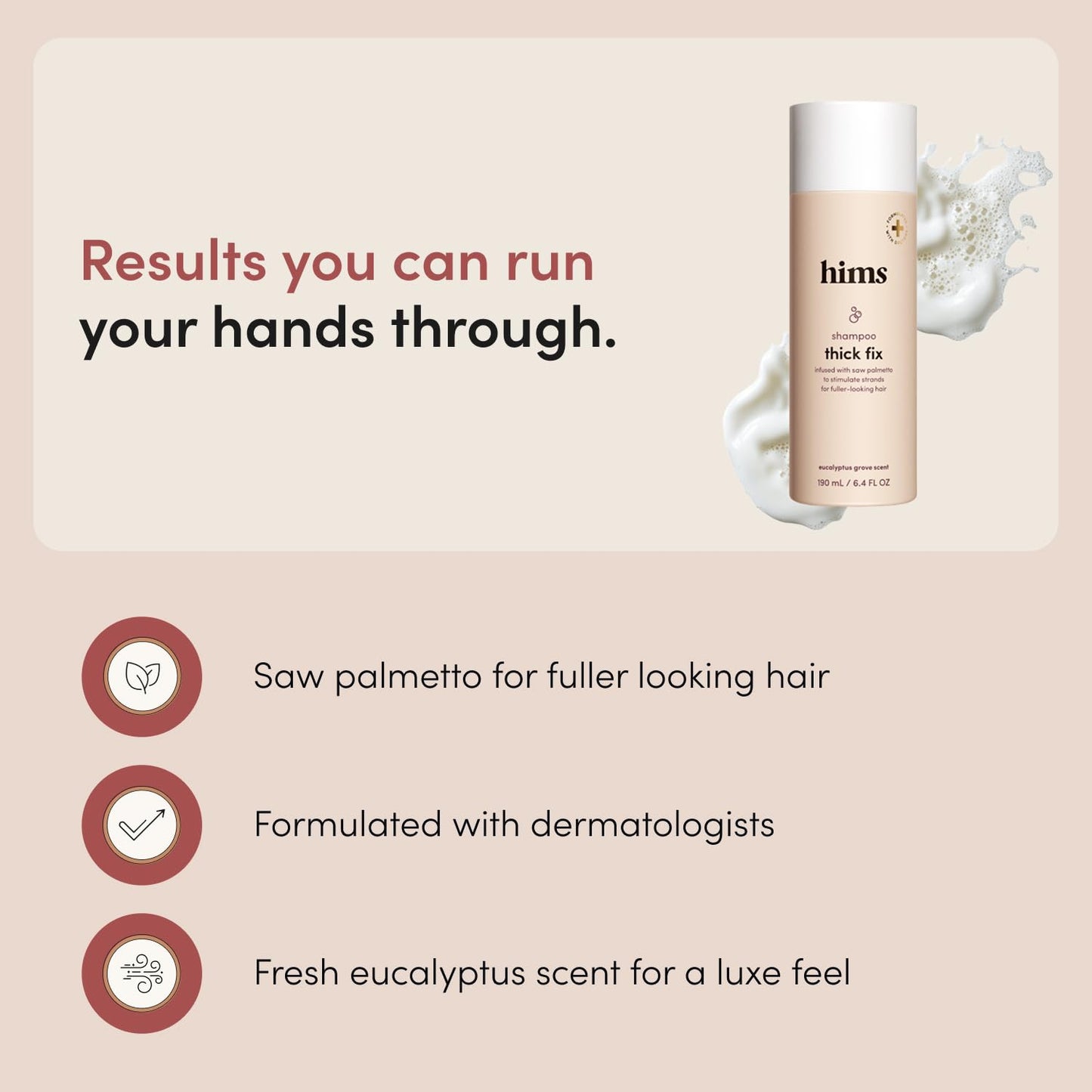 hims Thick Fix Shampoo - Saw Palmetto for Healthy Hair Growth & Thickening - Scalp Cleansing - Vegan, Sulfate-Free & Cruelty-Free - Eucalyptus Scent Beauty and Personal Care HIMS & HERS