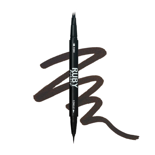 Ruby Kisses Go Brow Microblading Eyebrow Pen, Waterproof Eyebrow Pencil for Women, Dual-Ended Liquid Tattoo Brow Pencil with 4-Fork & Precise Brush