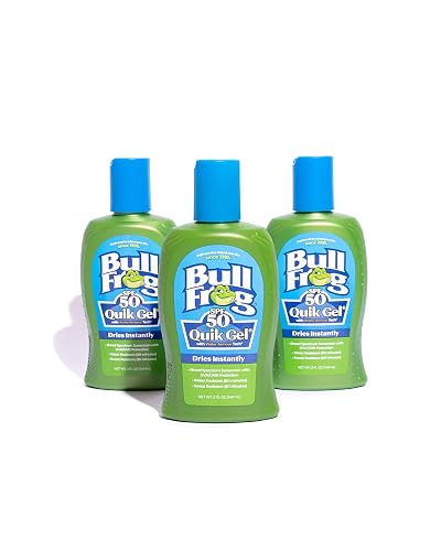 Bullfrog Quik Gel Sunscreen SPF 50 | Oxybenzone & Octinoxate Free | Broad Spectrum Moisturizing UVA/UVB, 5oz, 3 pack… Beauty & Personal Care Bullfrog