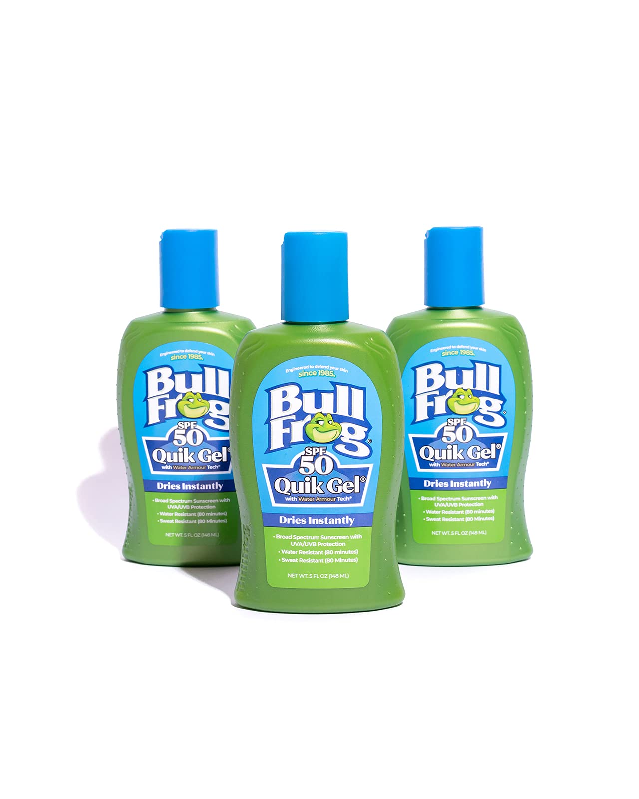 Bullfrog Quik Gel Sunscreen SPF 50 | Oxybenzone & Octinoxate Free | Broad Spectrum Moisturizing UVA/UVB, 5oz, 3 pack… Beauty & Personal Care Bullfrog
