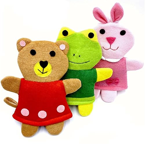 HSENCHO Bath Sponge Cute Animal Shower Bathing Mitt Loofah Soft Wash Sponge Body Scrub (3PCS) Beauty & Personal Care HSENCHO