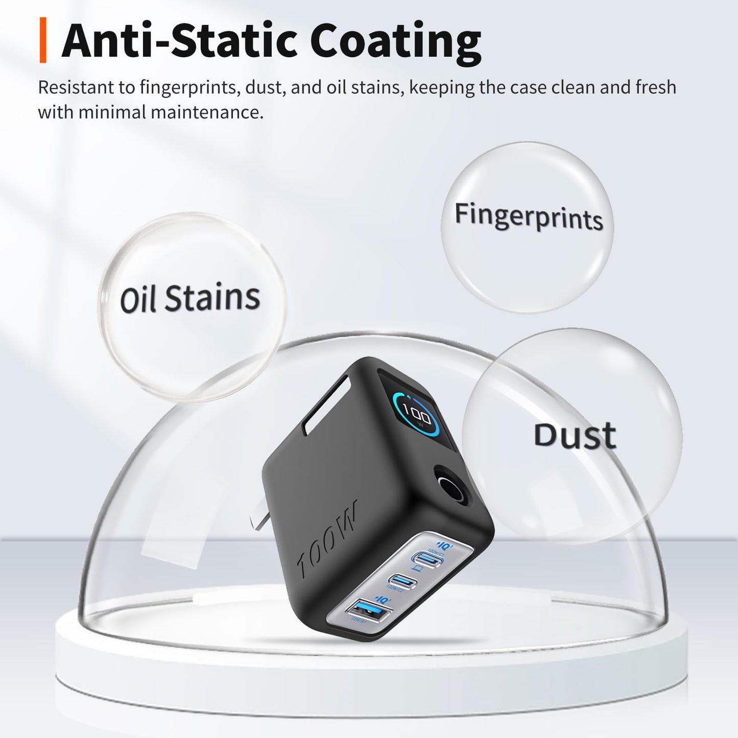 for Anker 100W Charger Silicone Case Cover, Shockproof/Waterproof/Dustproof, Scratch-Resistant, Chargeable Without Removal (Black) Beauty and Personal Care HUKWIMO