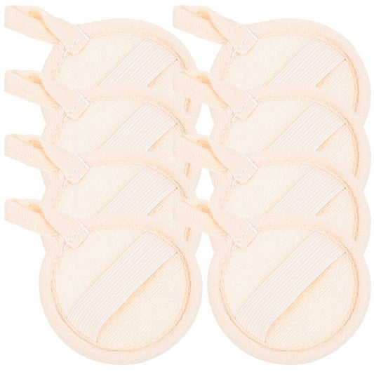 PRETYZOOM 8pcs Natural Loofah Pads 8cm Exfoliating Skin Cleansing Sponges for Face and Body Makeup Removal Reusable Bath Scrubbing Pads for Gentle Beauty and Personal Care PRETYZOOM