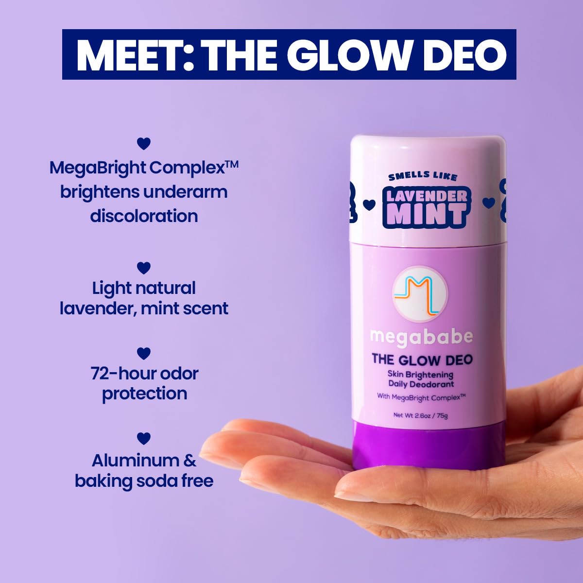 Megababe Daily Deodorant - The Glow Deo with 72 hour Odor Protection - Summer and Hot Weather Essential - Aluminum-Free, All Natural - MegaBright Beauty and Personal Care Megababe