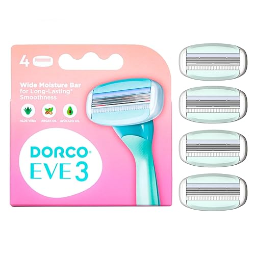 Dorco EVE3 Razors - Extra Smooth Shaving with 1 Handle & 2 Blade Refills, 3 Curved Blades, Flexible Aloe Vera Moisture Bar, Interchangeable Cartridge Beauty & Personal Care DORCO eve