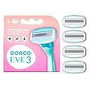 Dorco EVE3 Razors - Extra Smooth Shaving with 1 Handle & 2 Blade Refills, 3 Curved Blades, Flexible Aloe Vera Moisture Bar, Interchangeable Cartridge Beauty & Personal Care DORCO eve