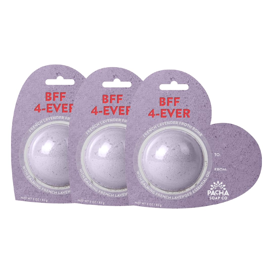 PACHA SOAP Co. Bath Bomb Cards, BFF 4-Ever, 3-Pack - Scents of French Lavender, Hearts, Nourishing, Moisturizing, Naturally Derived & Handcrafted… Beauty & Personal Care Pacha Soap Co