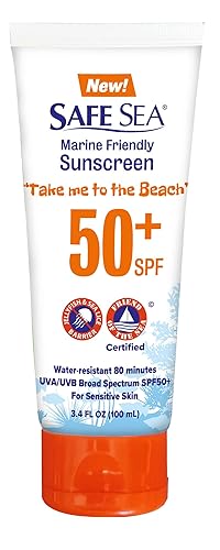SAFE SEA Jellyfish Sting-Blocking Sunscreen, SPF 50+ travel Size Lotion, Waterproof, Biodegradable, Coral Reef-Safe, Body and Face Sunscreen Beauty & Personal Care SAFE SEA