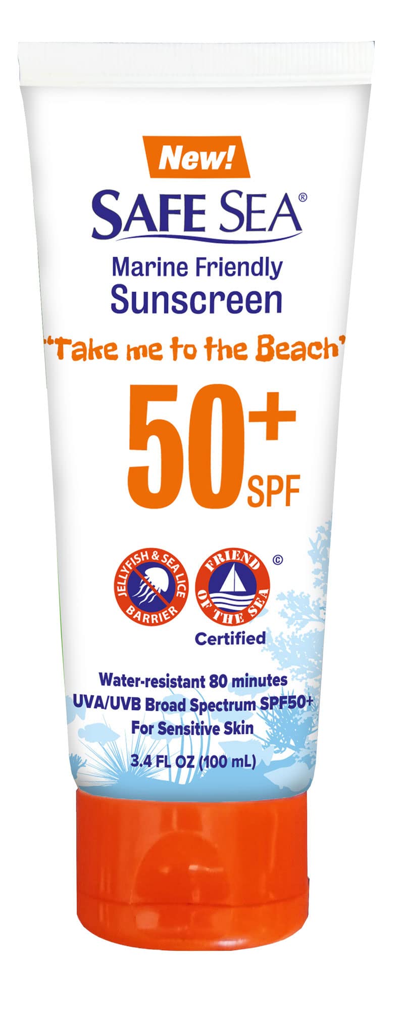 SAFE SEA Jellyfish Sting-Blocking Sunscreen, SPF 50+ travel Size Lotion, Waterproof, Biodegradable, Coral Reef-Safe, Body and Face Sunscreen Beauty & Personal Care SAFE SEA