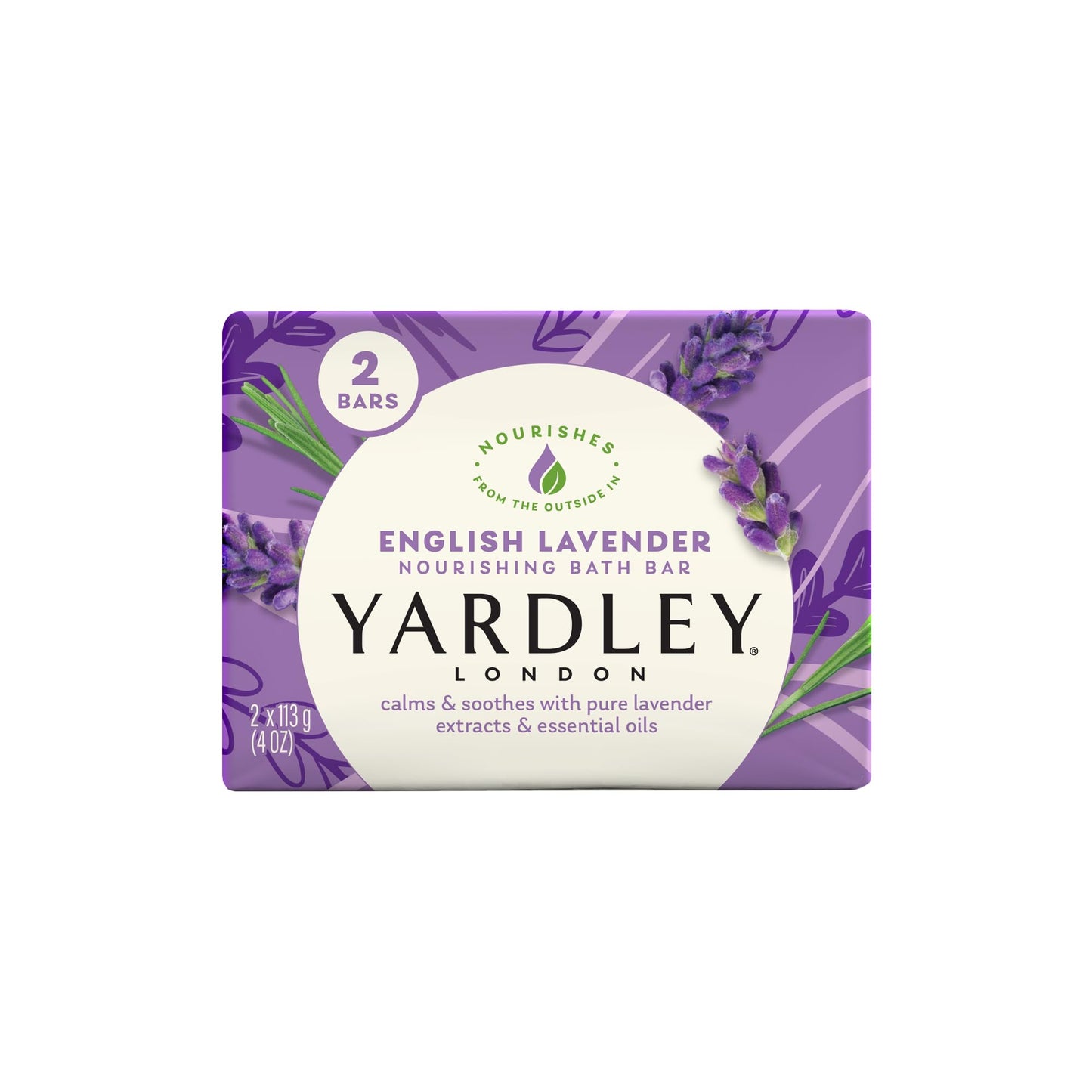Yardley London Nourishing Bath Soap Bar English Lavender, Calms & Soothes with Pure Lavender Extracts & Essential Oils 4.0 oz Bath Bar, 2 Soap Bars Beauty & Personal Care Yardley