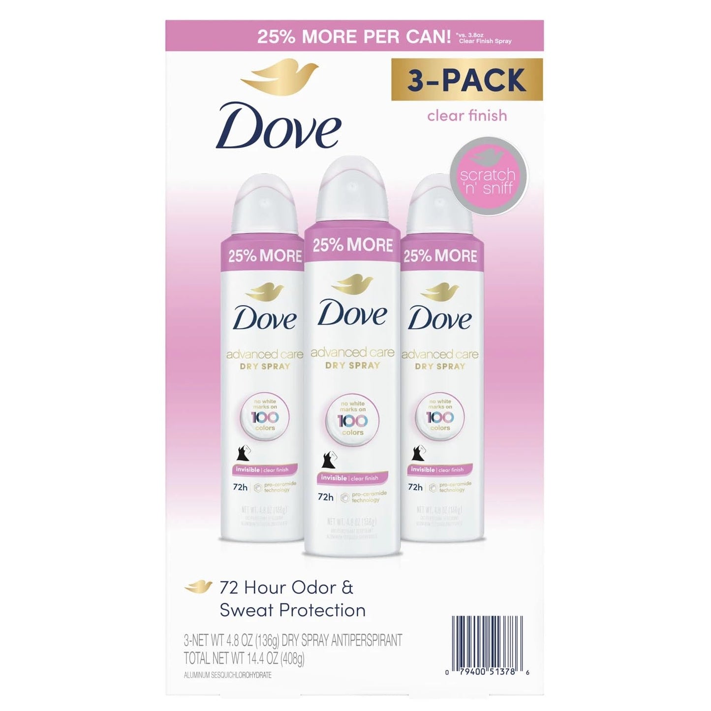 Dove Advanced Care Clear Finish Antiperspirant Spray, 4.8 Ounce (Pack of 3) Beauty and Personal Care Dove