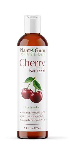 Plant Guru Cherry Kernel Oil 8 fl. oz. Cold Pressed 100% Pure & Natural Carrier - Skin, Face, Body & Hair Growth Moisturizer. Great for DIY Creams Beauty & Personal Care Plant Guru