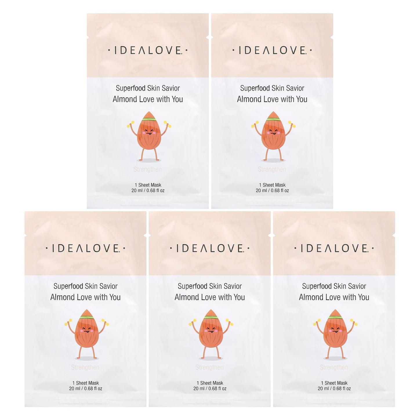 Idealove Superfood Skin Savior, Almond Love with You, 5 Beauty Sheet Masks, 0.68 fl oz (20 ml) Each Beauty & Personal Care Idealove