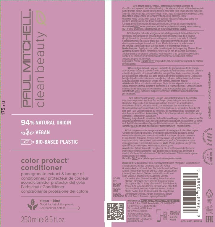Paul Mitchell Clean Beauty Color Protect Conditioner, Replenishes, Extends Color Vibrancy, For Color-Treated Hair, 8.5 fl. oz.