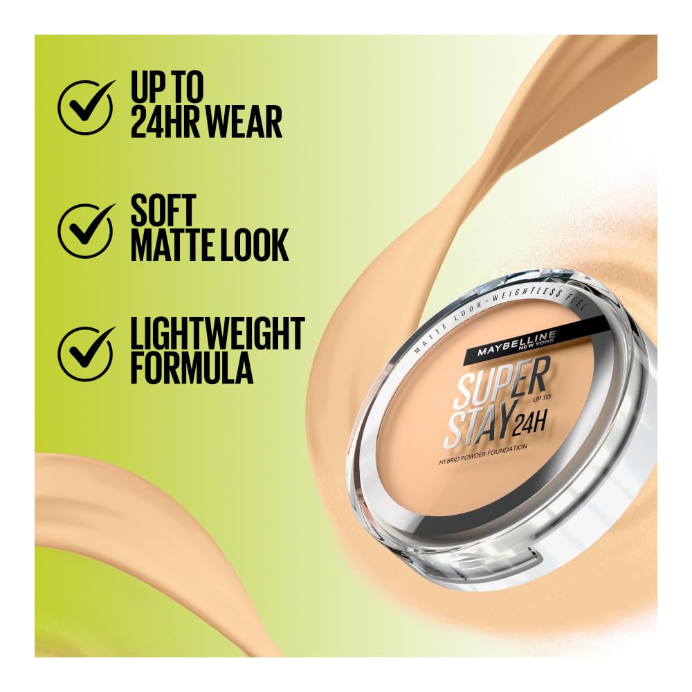 Maybelline Super Stay Up to 24HR Hybrid Powder-Foundation, Medium-to-Full Coverage Makeup, Matte Finish, 310, 1 Count Beauty & Personal Care MAYBELLINE