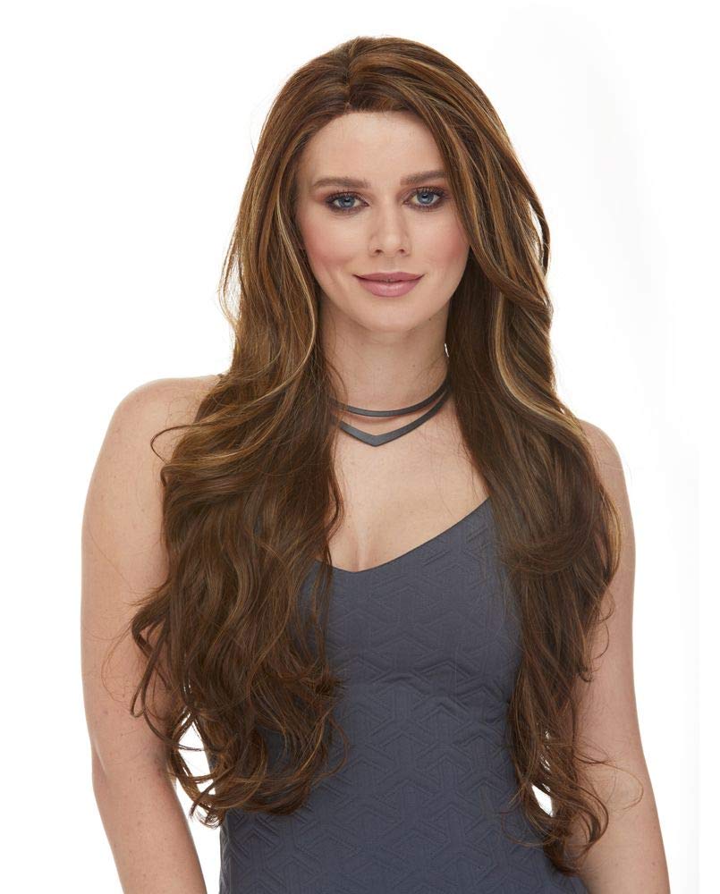 Kim Lace Front Wig Color FS1B/30 - Sepia Wigs 26" Long Curly 100% Futura Heat Friendly Synthetic Hair Realistic Hairline Layered 3 oz Avg Cap
