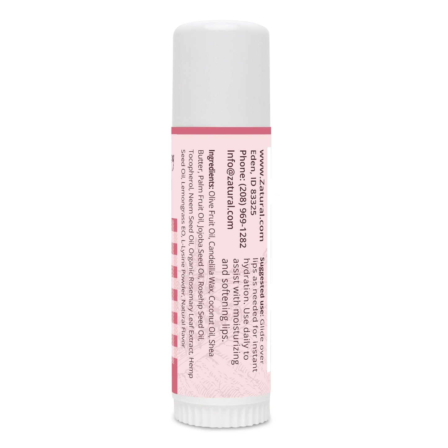 Zatural Strawberry Lip Balm with Shea Butter, Jojoba Oil, Lysine Large 0.5oz - Plant-Based Moisture with Rosehip and Vitamin E - Travel Friendly Beauty and Personal Care Zatural