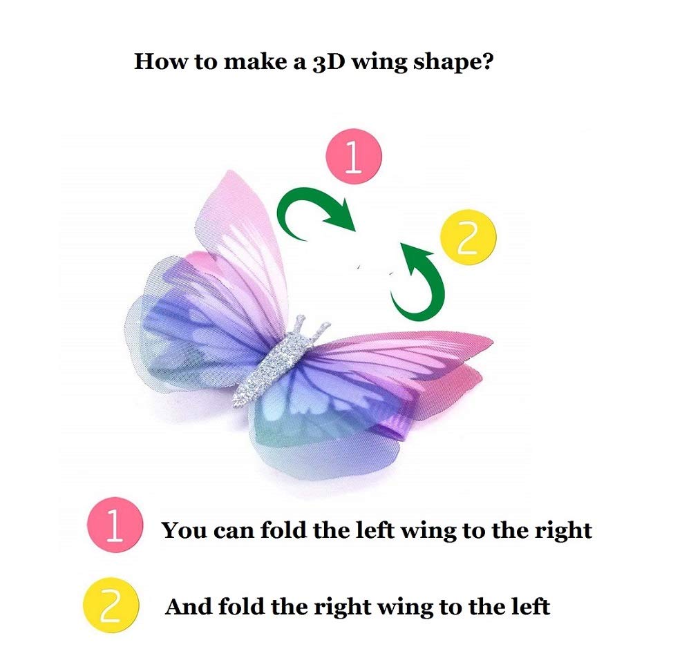Liasun 6Pcs/pack 3D Colorful Organza Butterfly Hair Clips - Chiffon Fairy Wings - Ribbon Wrapped Clips 0.4Inch Barrettes Hair Accessories Beauty & Personal Care Liasun