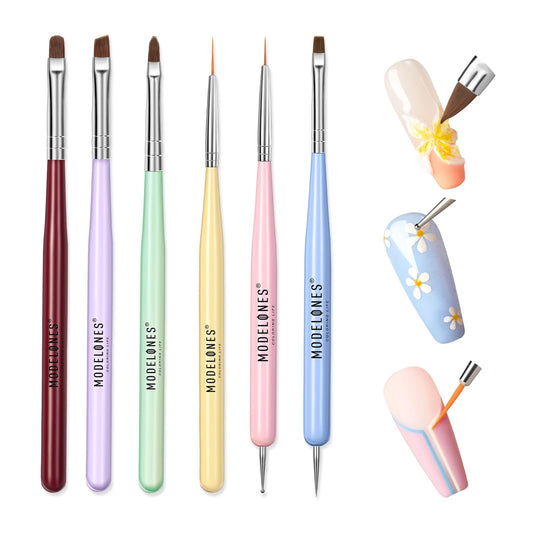 Modelones Nail Art Brushes Set, Nail Brush kit Gel Polish, Extension Gel, Liner, Clean up, Carving, Apex Building, Dotting Pens Professional Tools Beauty & Personal Care modelones