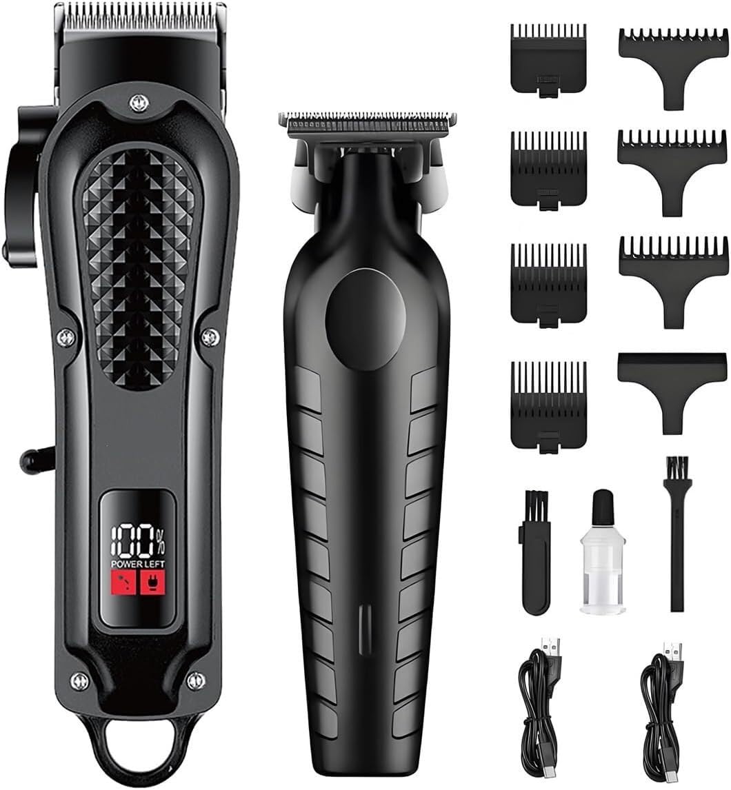 Cordless Hair Clippers for Men,Professional Barber Set with T Outliner Trimmer and Foil Shaver,LCD Display,Rechargeable Beard Grooming Kit(Brown) Beauty and Personal Care QDKVTNDJZ