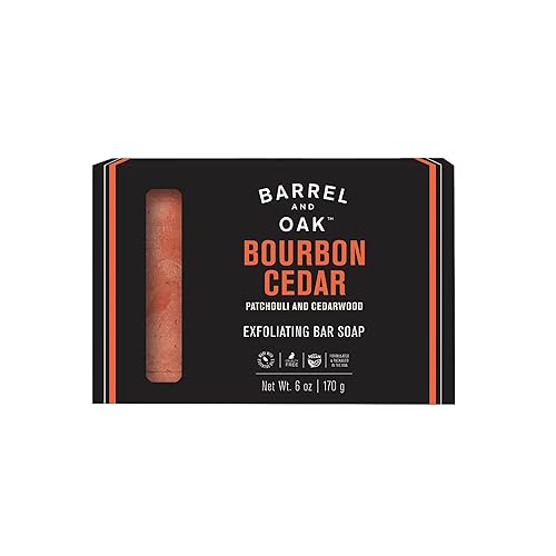 Barrel & Oak Exfoliating Bar Soap for Men, Kaolin Clay with Red Clay, Walnut Shell Powder, Olive Stone, and Essential Oils, Long-Lasting Bar Soap Beauty & Personal Care Barrel & Oak