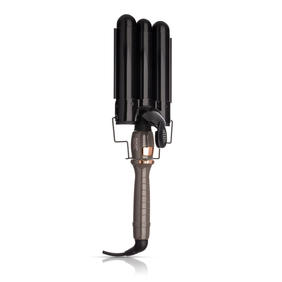 Almost Famous Wave Away Triple Barrel Clip Curling System, 3 Barrel Curling, Crimper with LCD Temp Display, Professional Beauty Tool, Temperature