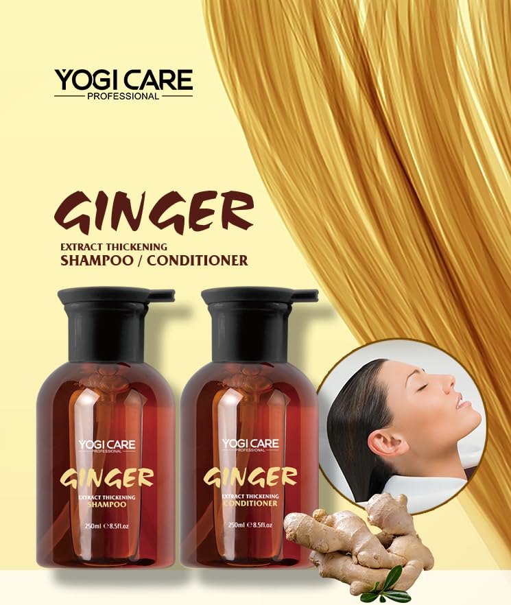 YOGI CARE Ginger Extract Thickening Shampoo and Conditioner Set, 250ml Each Beauty & Personal Care YOGI CARE