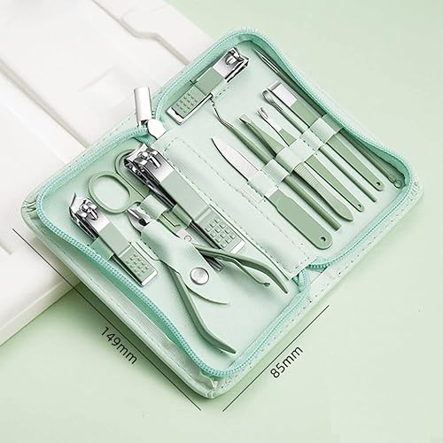 12-Piece Nail Care Kit, Mint Green Leather Travel Case,Manicure Set Personal Care, Nail Clipper Kit,Nail Tools with Luxurious Travel Case, Gifts Beauty & Personal Care HOLIKA