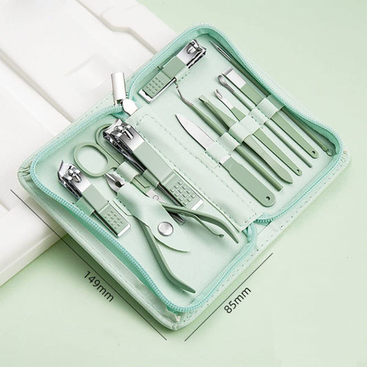 12-Piece Nail Care Kit, Mint Green Leather Travel Case,Manicure Set Personal Care, Nail Clipper Kit,Nail Tools with Luxurious Travel Case, Gifts Beauty & Personal Care HOLIKA