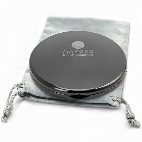Mavoro Magnifying Compact Mirror | 1x/10x Magnification | 4" Small Pocket Purse Double Sided Travel Makeup Mirror | Folding Portable Hand Compact Beauty & Personal Care Mavoro