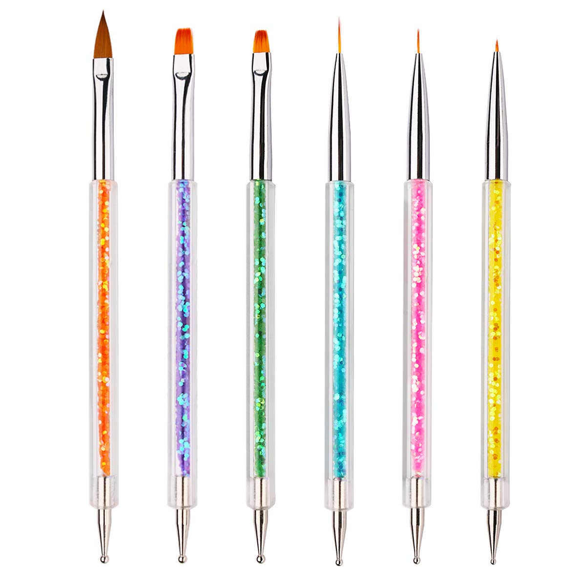 iminoo 6PCS Nail Art Brushes,Double Ended Nail Liner Brush Dotting Pen Nail Art Point Drill Drawing Tools,Double Ended Nail Art Brushe for DIY Nail Beauty & Personal Care iminoo