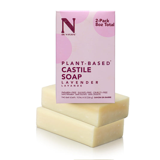 Dr. Natural Castile Bar Soap - Multipurpose Soap Bar with Anti-Acne Properties - For Face, Body and Hair - Sensitive Skin Body Wash - Lavender - 2 pcs Beauty & Personal Care Dr. Natural