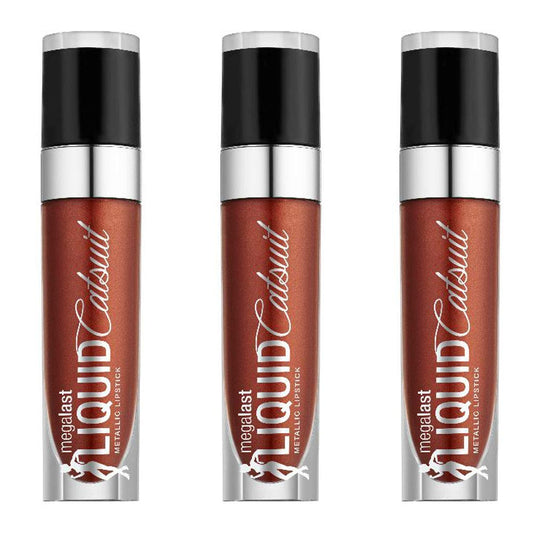 Wet N Wild MegaLast Liquid Catsuit Metallic Lipstick, 0.2 oz (3 Packs, Once in a Bronze Moon)