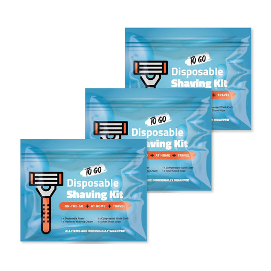 Shaving Kit with Razor, Shaving Cream, Washcloth & Aftershave Wipe - Men’s Travel Shave Set for Hotels, Shelters & Outreach - Disposable Grooming Pack Beauty and Personal Care pH Advantage