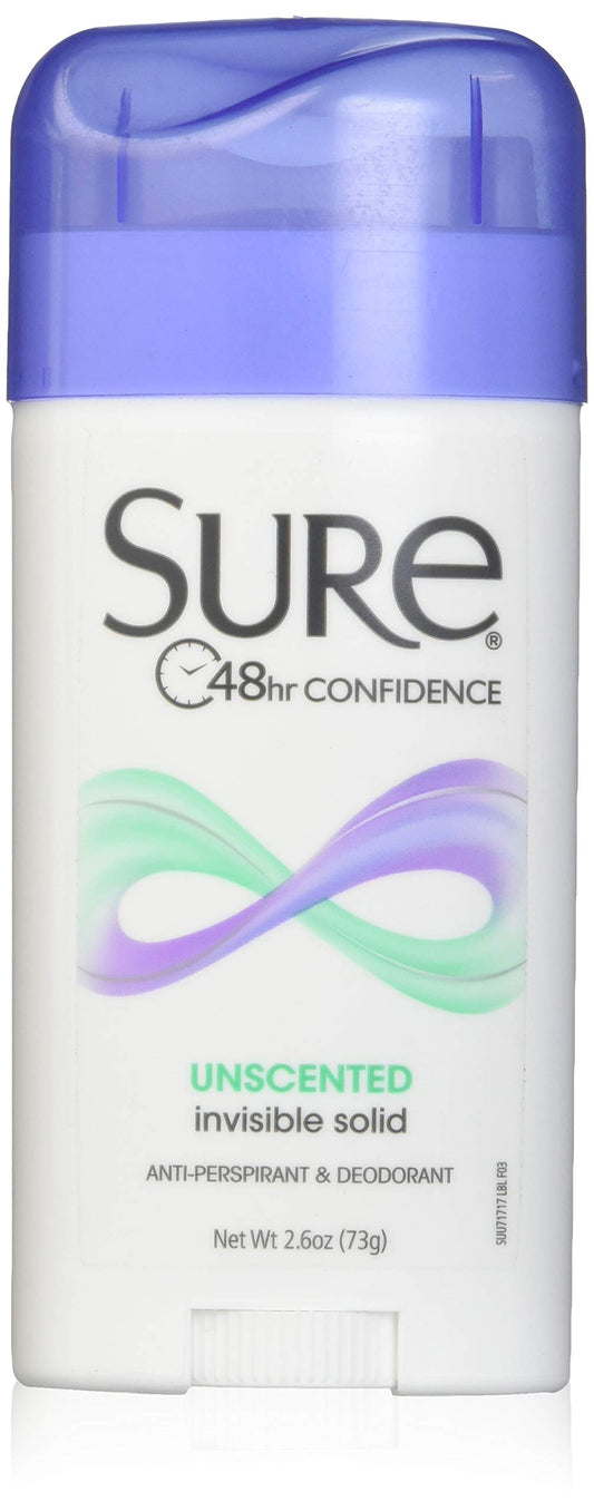 Sure Anti-Perspirant Deodorant Invisible Solid Unscented 2.60 oz (Pack of 4) Beauty and Personal Care Sure