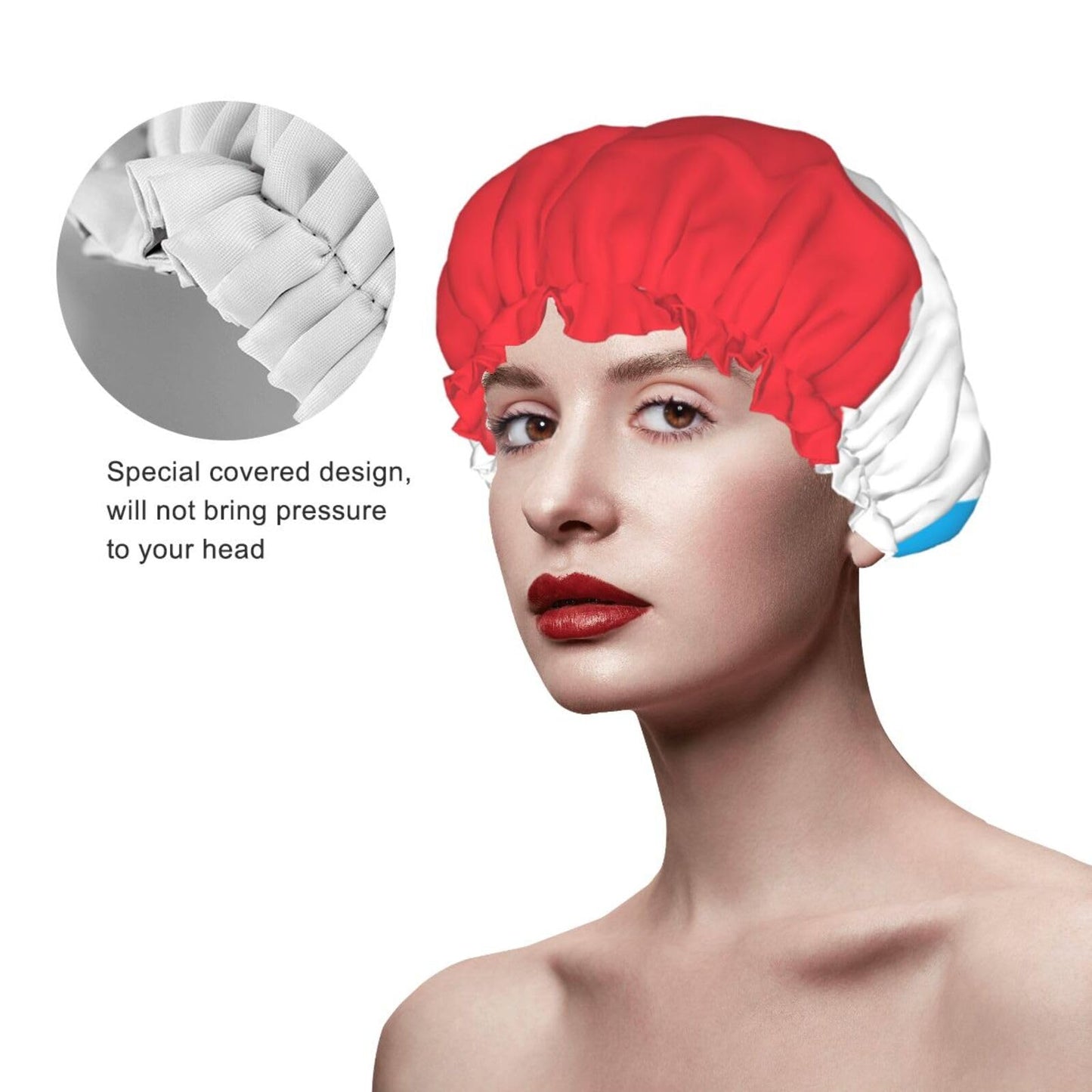 Luxembourg Flag Prints Shower Cap Double Layer Lined Waterproof Bathing Shower Hat Beauty and Personal Care Hayyett