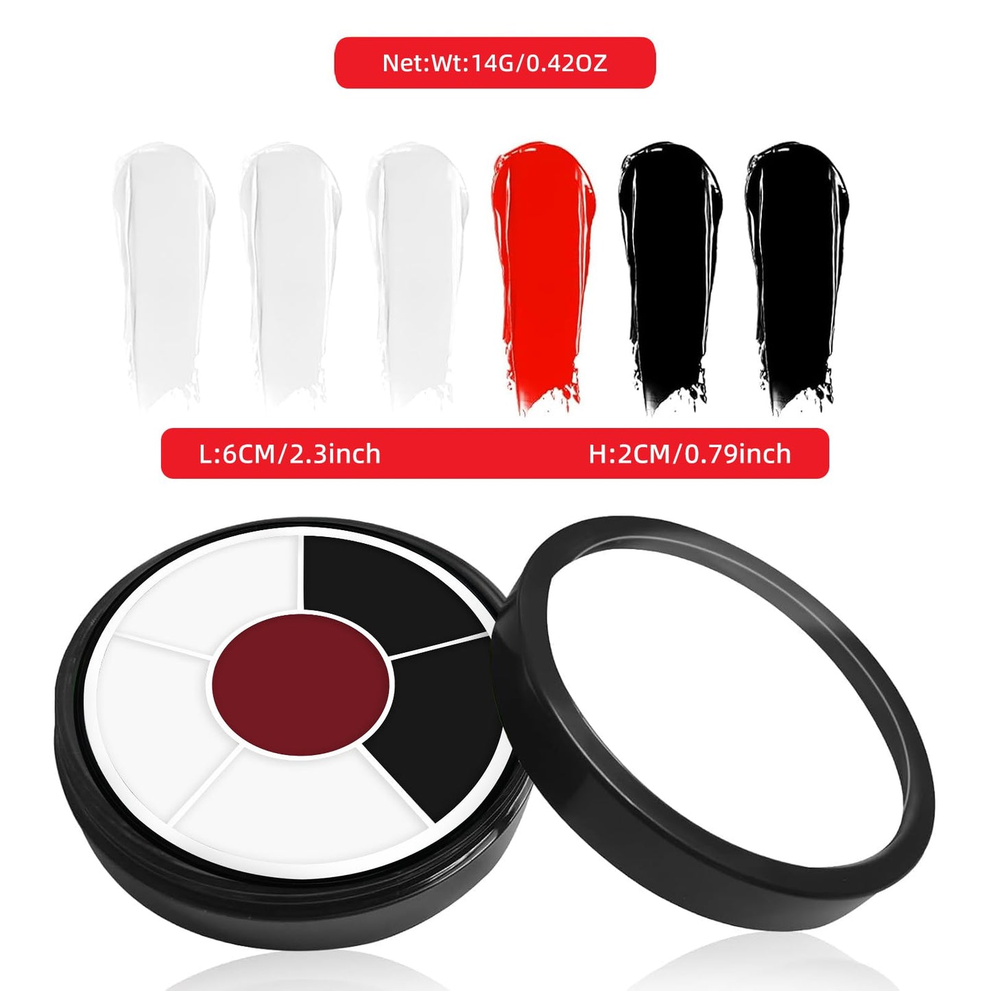 Clown Black White Red Face Body Paint, Clown Body Paint Washable, Joker Makeup Kit Professional, Perfect for Halloween, SFX Makeup, FX Cosplay Beauty & Personal Care Js2U ZW