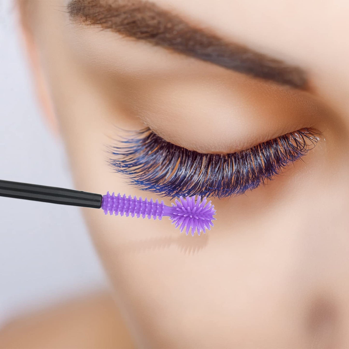 G2PLUS 50PCS Silicone Eyelash Brushes, Purple Disposable Mascara Wands, Adjustable Ball- Shape Eyelash Spoolies, Eyebrow Brushes for Eyelash Extension Beauty & Personal Care G2PLUS